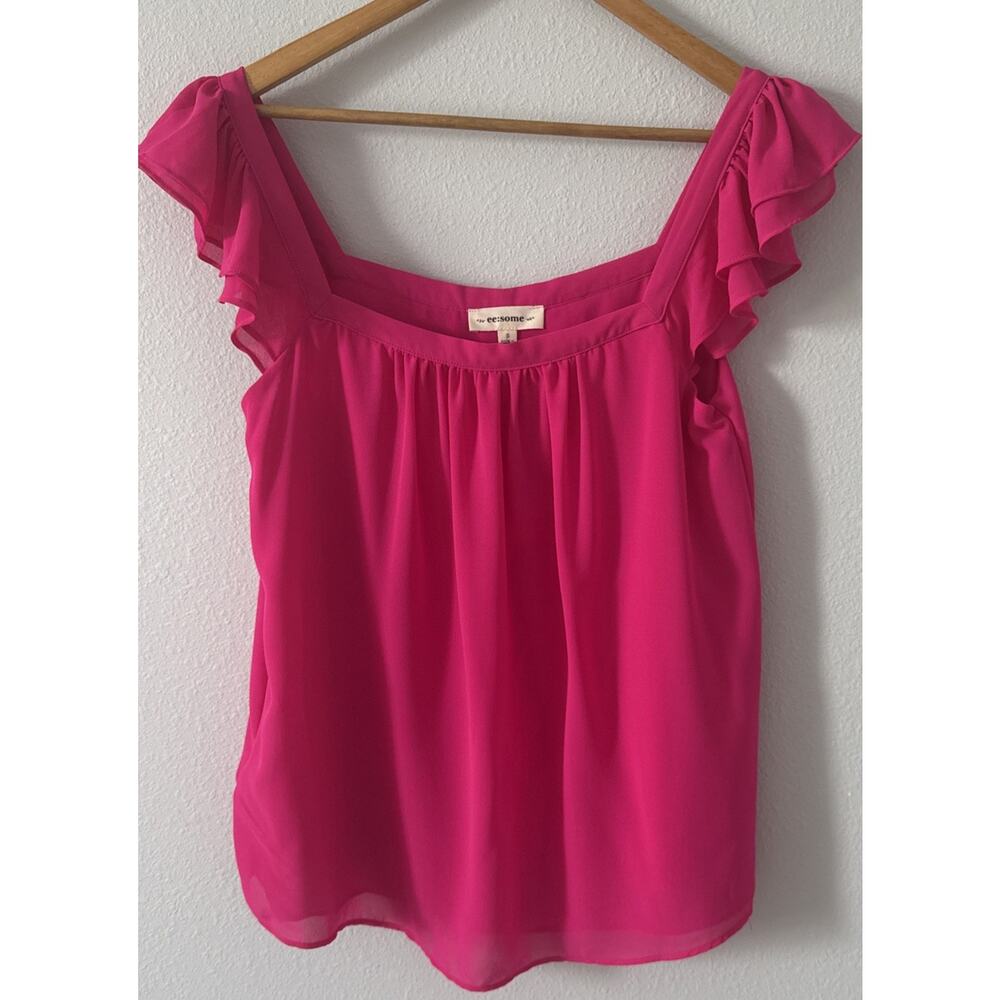 ee: some WOMENS BOUTIQUE PINK TOP CHIFFON OVERLAY SIZE SMALL NEW